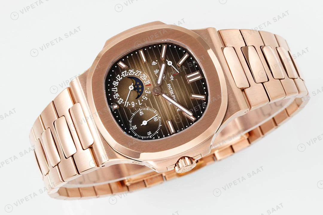 Patek Philippe Nautilus 5712 Rose Çelik Kordon Super Clone Eta Saat yan görünüm