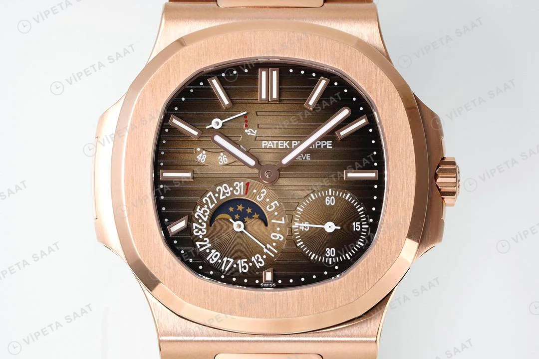 Patek Philippe Nautilus 5712 Rose Çelik Kordon Super Clone Eta Saat detay 3