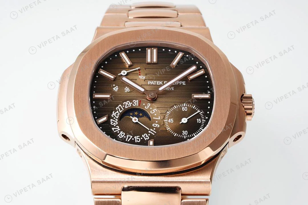Patek Philippe Nautilus 5712 Rose Çelik Kordon Super Clone Eta Saat detay 7