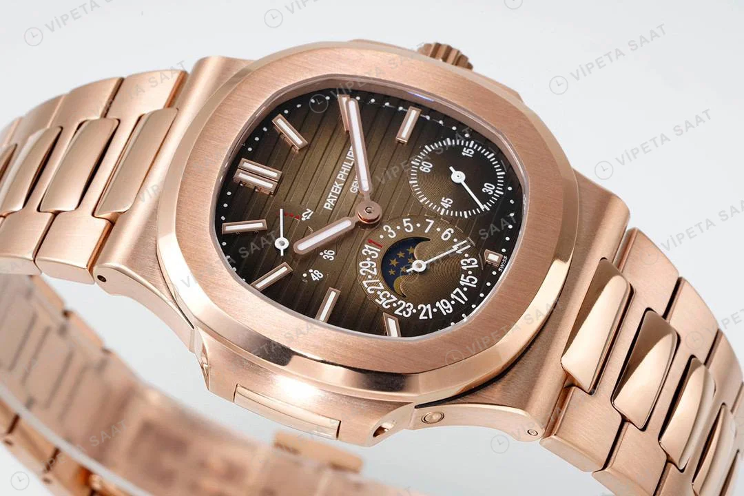 Patek Philippe Nautilus 5712 Rose Çelik Kordon Super Clone Eta Saat detay 9