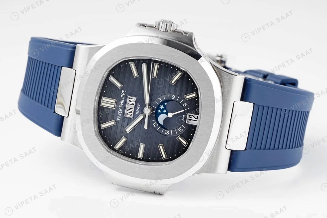 Patek Philippe Nautilus 57261A-001 Blue Silikon Kodon Super Clone Eta Saat detay 4