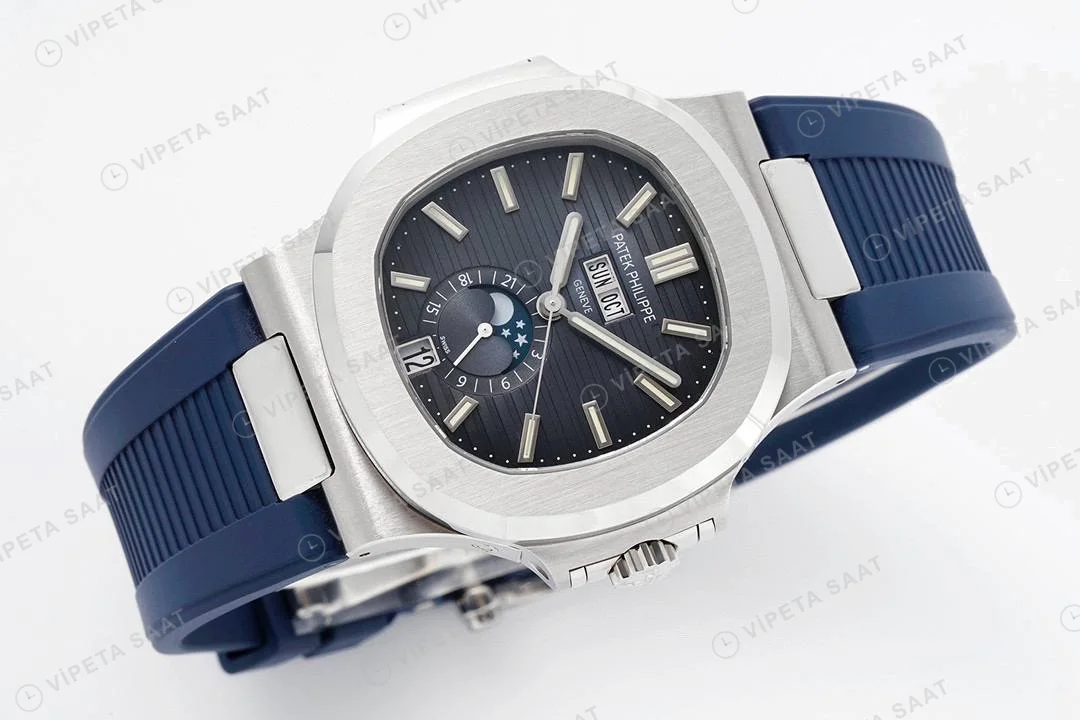 Patek Philippe Nautilus 57261A-001 Blue Silikon Kodon Super Clone Eta Saat detay 8