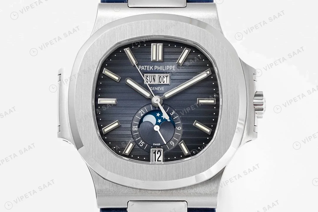 Patek Philippe Nautilus 57261A-001 Blue Silikon Kodon Super Clone Eta Saat detay 9