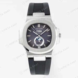 Patek Philippe Nautilus 57261A-001 Silikon Kodon Super Clone ETA Siyah Saat karşıdan görünüm