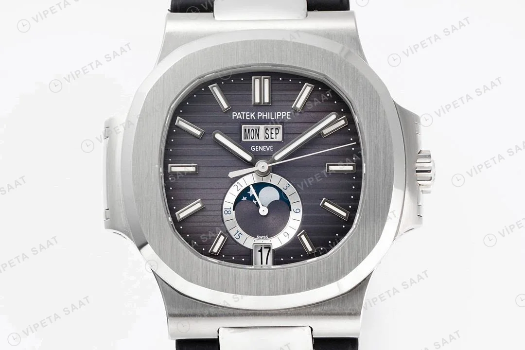 Patek Philippe Nautilus 57261A-001 Silikon Kodon Super Clone ETA Siyah Saat detay 4
