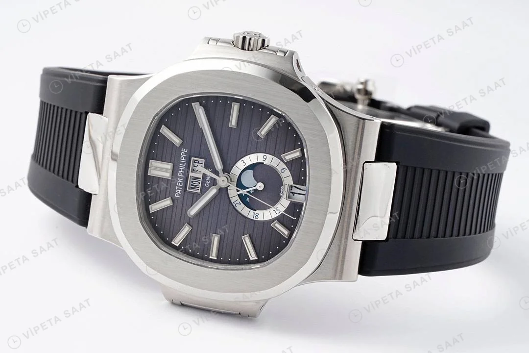Patek Philippe Nautilus 57261A-001 Silikon Kodon Super Clone ETA Siyah Saat detay 7