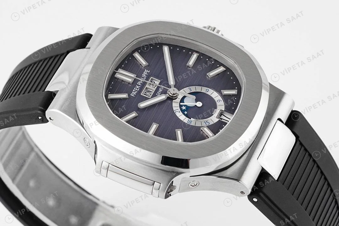 Patek Philippe Nautilus 57261A-001 Silikon Kodon Super Clone ETA Siyah Saat detay 9