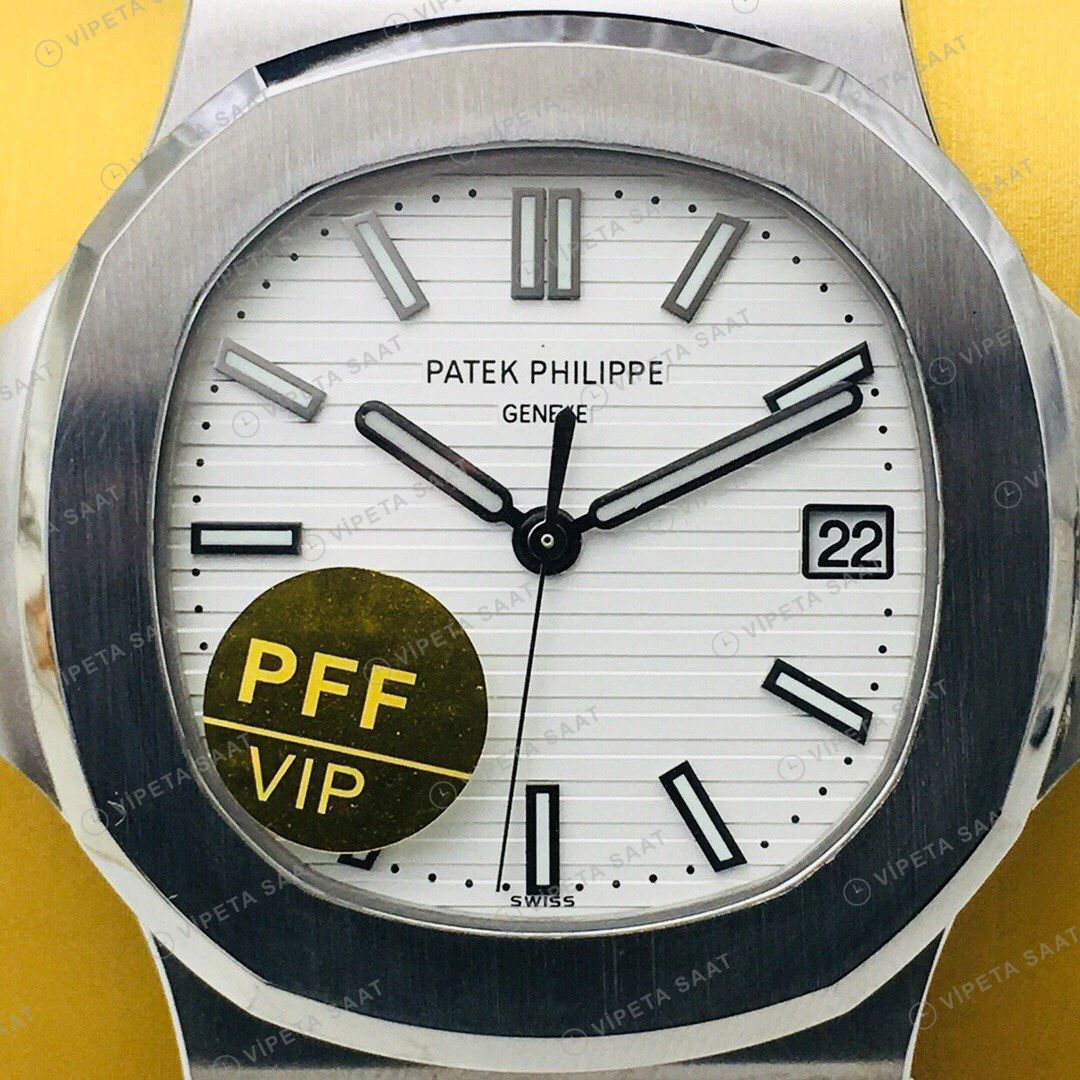Patek Philippe Nautilus Beyaz Kadran Çelik Super Clone ETA Eta Saat yan görünüm