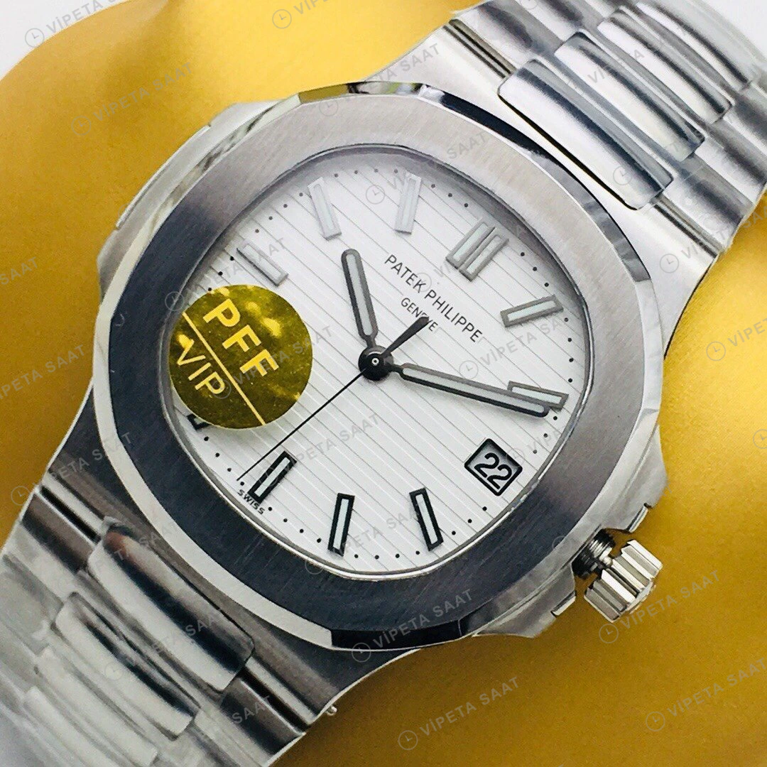 Patek Philippe Nautilus Beyaz Kadran Çelik Super Clone ETA Eta Saat detay 4