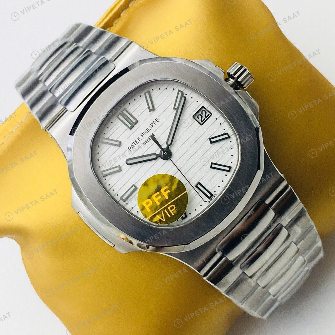 Patek Philippe Nautilus Beyaz Kadran Çelik Super Clone ETA Eta Saat detay 6