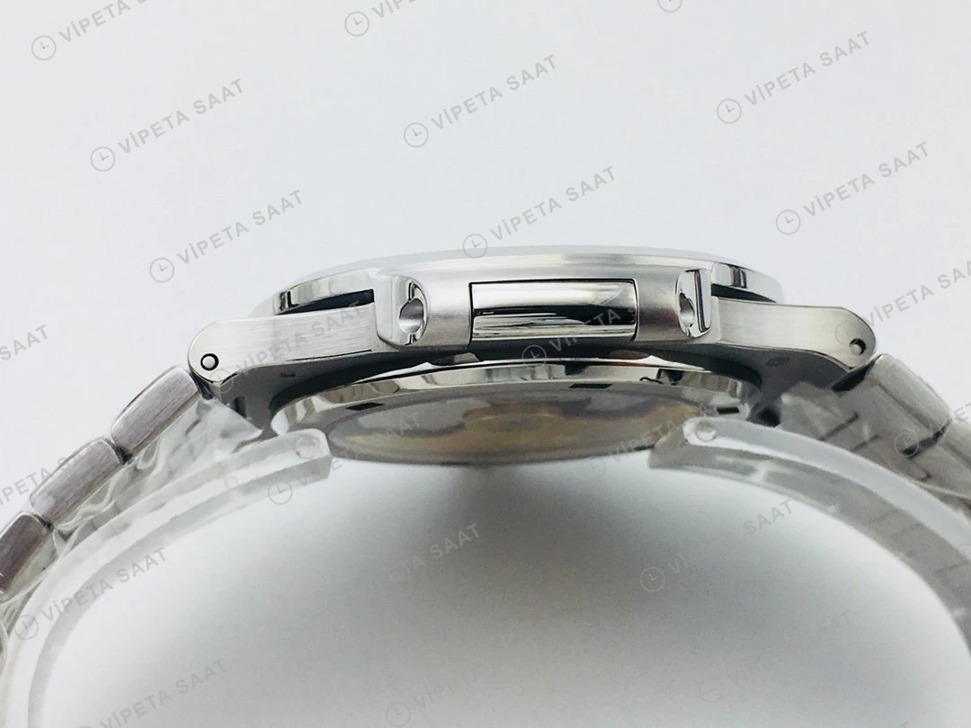 Patek Philippe Nautilus Beyaz Kadran Taşlı Bezel Çelik Super Clone ETA Eta Saat detay 4