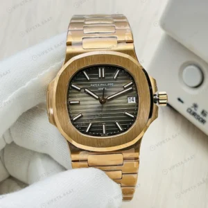 Patek Philippe Nautilus Gri Kadran Rose Gold Super Clone ETA Eta Saat detay 4