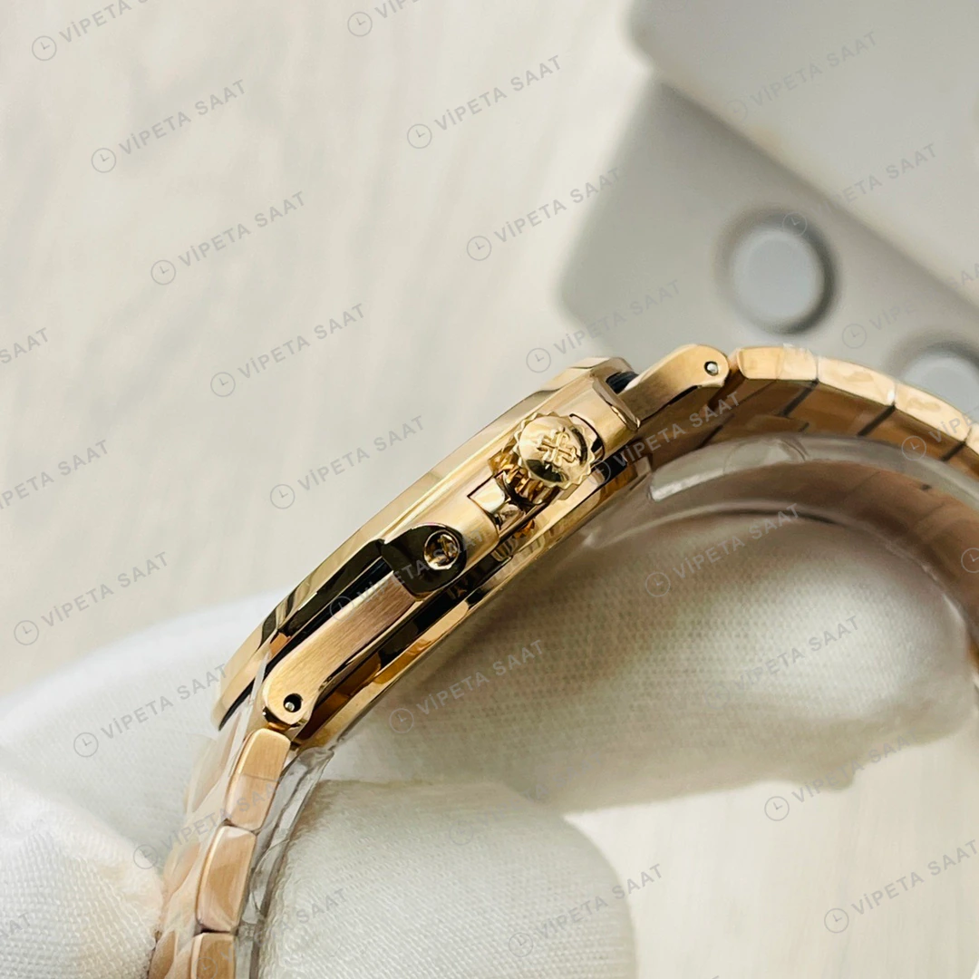 Patek Philippe Nautilus Gri Kadran Rose Gold Super Clone ETA Eta Saat detay 7