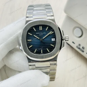 Patek Philippe Nautilus Mavi Kadran Çelik Super Clone ETA Eta Saat yan görünüm