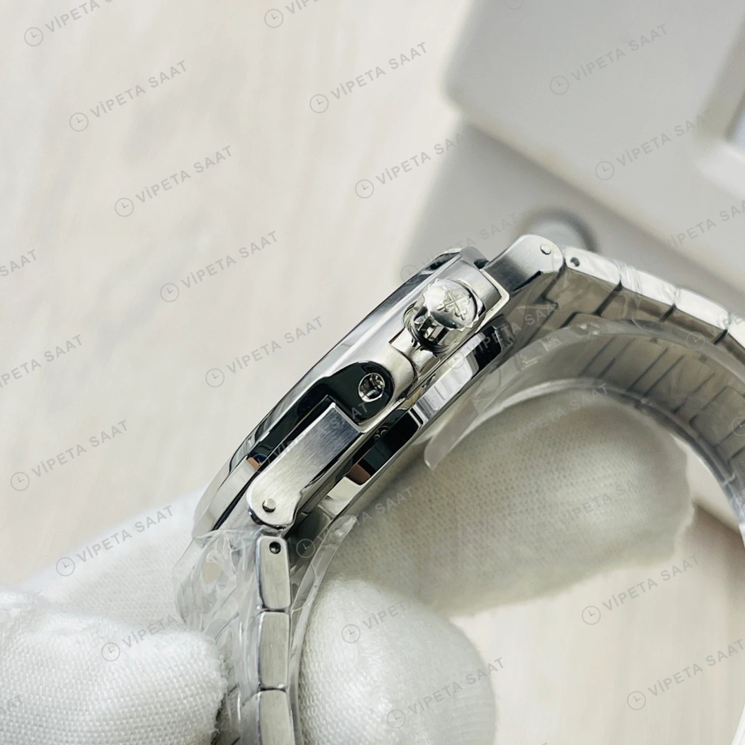Patek Philippe Nautilus Mavi Kadran Taşlı Bezel Çelik 40mm Super Clone ETA Eta Saat detay 6
