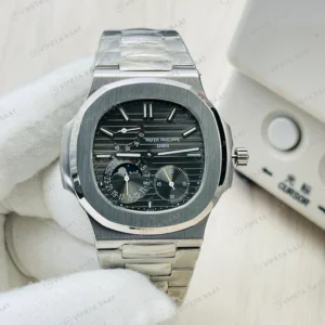Patek Philippe Nautilus Moonphase Gri Kadran Çelik 40mm Super Clone ETA Eta Saat yan görünüm
