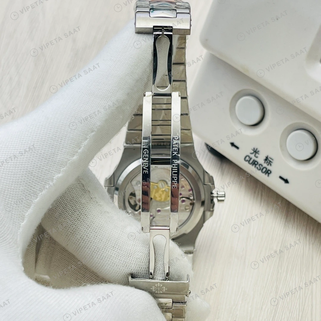 Patek Philippe Nautilus Moonphase Gri Kadran Çelik 40mm Super Clone ETA Eta Saat detay 3