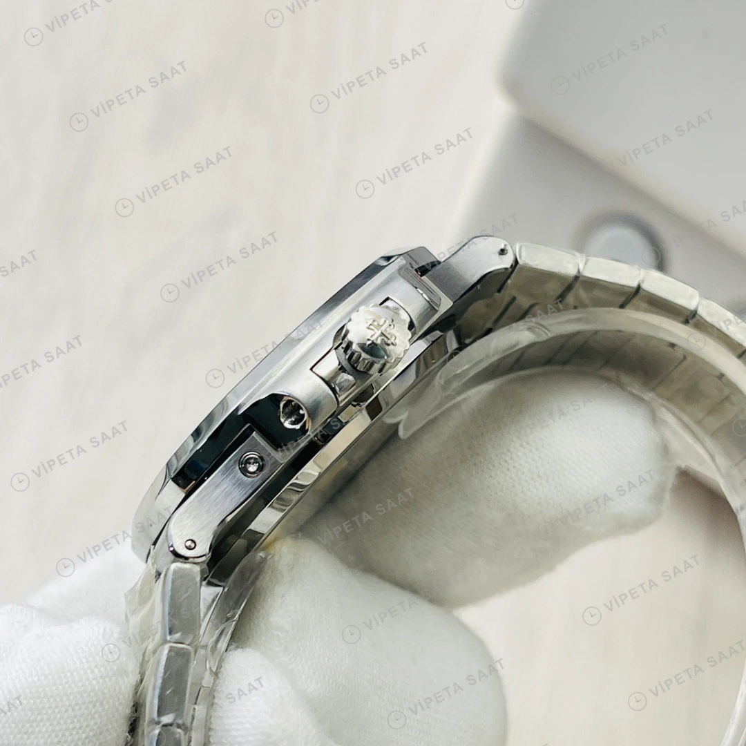 Patek Philippe Nautilus Moonphase Gri Kadran Çelik 40mm Super Clone ETA Eta Saat detay 6