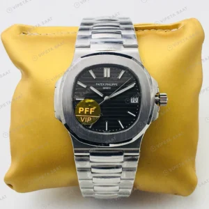 Patek Philippe Nautilus Siyah Kadran Çelik Super Clone ETA Eta Saat karşıdan görünüm