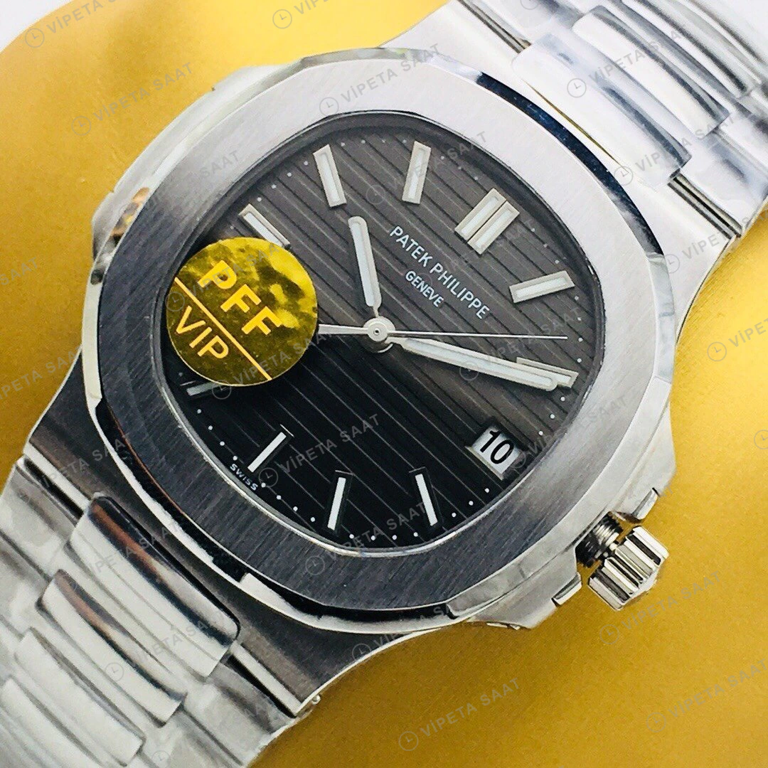 Patek Philippe Nautilus Siyah Kadran Çelik Super Clone ETA Eta Saat detay 6