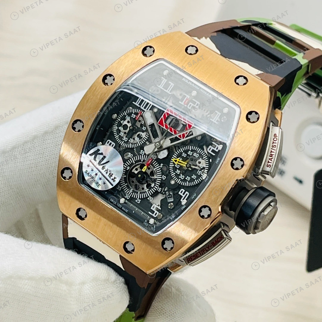 Richard Mille RM011 Skeleton Gold Kasa 50mm Super Clone ETA Eta Saat detay 6