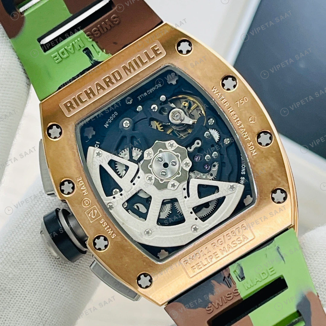 Richard Mille RM011 Skeleton Gold Kasa 50mm Super Clone ETA Eta Saat detay 8