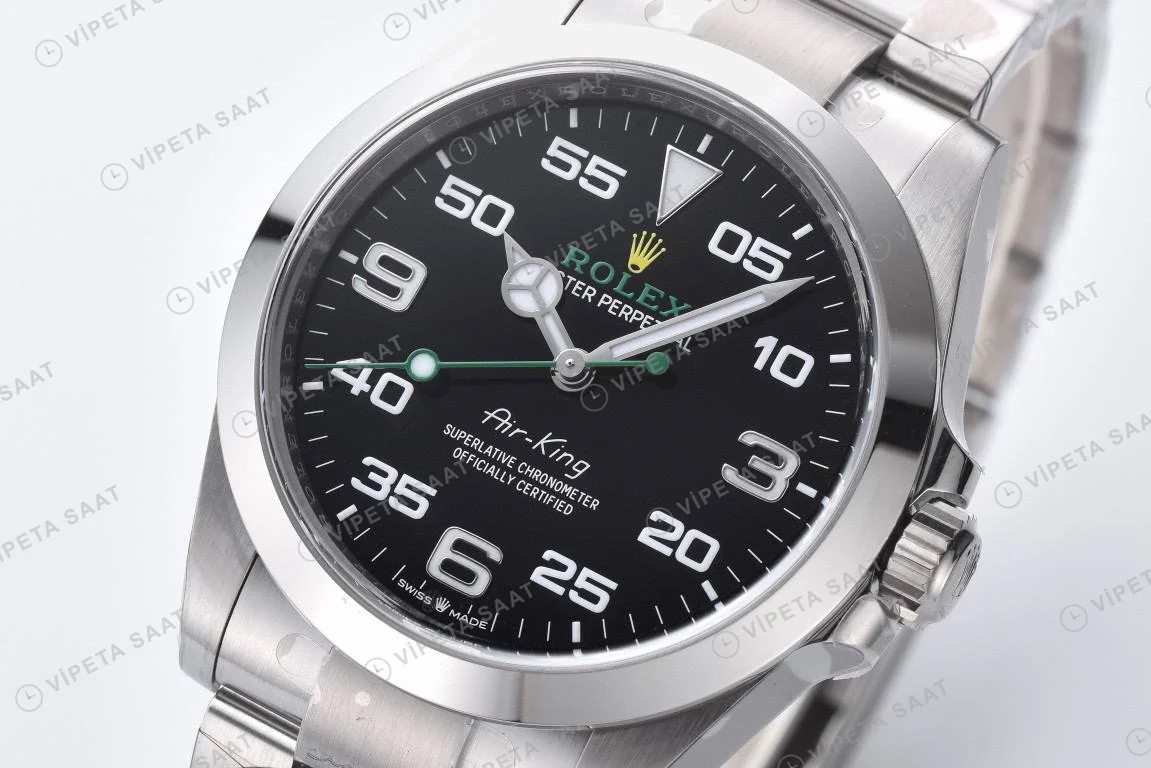 Rolex Air-King Siyah Oyster Super Clone ETA Saat detay 4