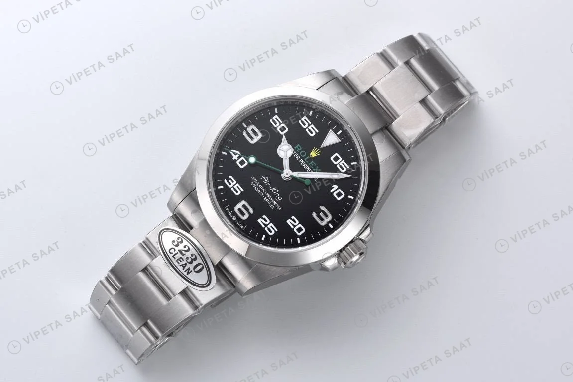 Rolex Air-King Siyah Oyster Super Clone ETA Saat detay 7