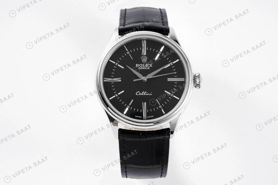 Rolex Cellini 50509 Siyah 39mm Super Clone ETA Saat karşıdan görünüm