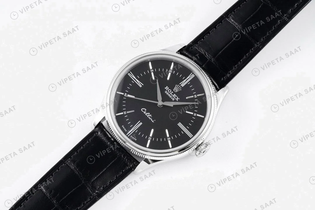 Rolex Cellini 50509 Siyah 39mm Super Clone ETA Saat yan görünüm