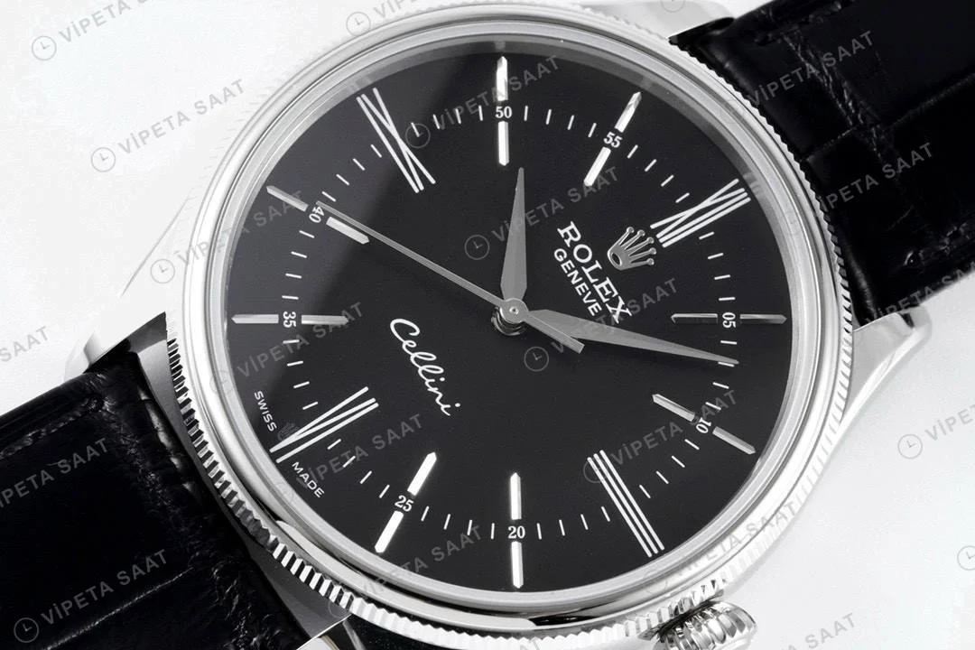 Rolex Cellini 50509 Siyah 39mm Super Clone ETA Saat detay 4