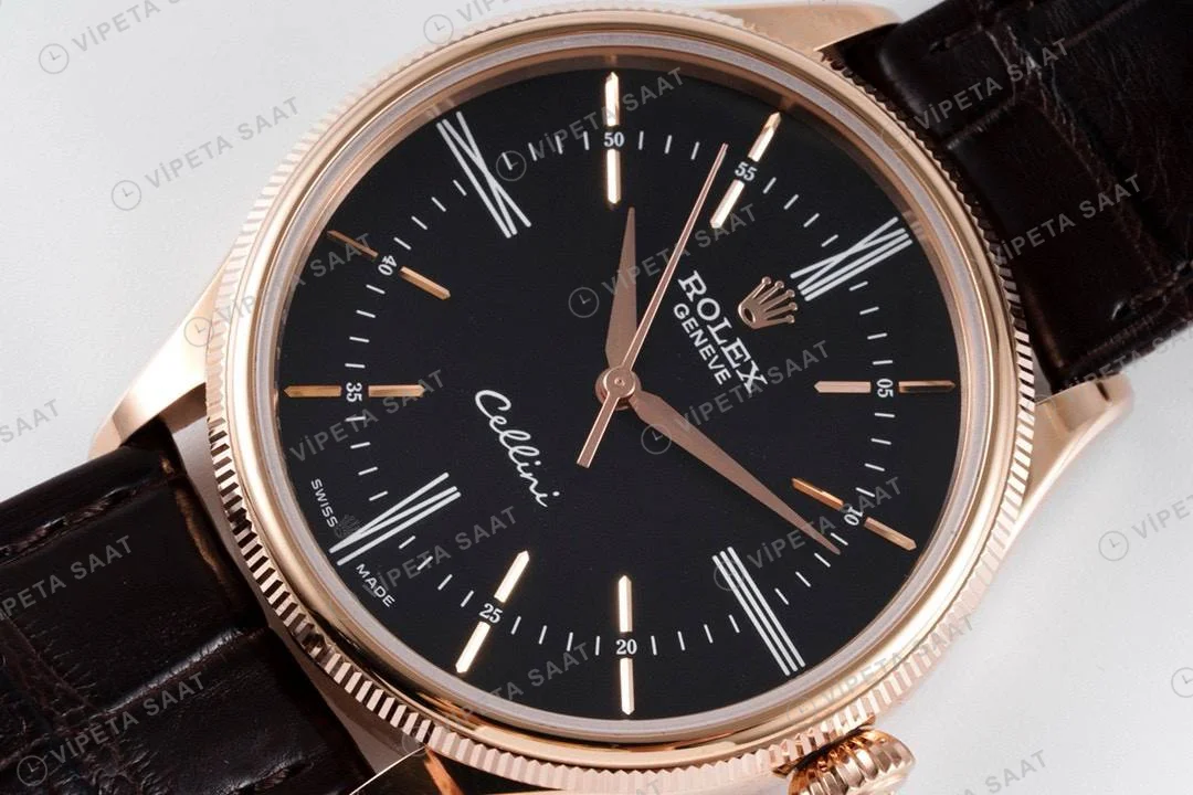 Rolex Cellini 50509 Siyah 39mm Super Clone ETA Saat detay 9