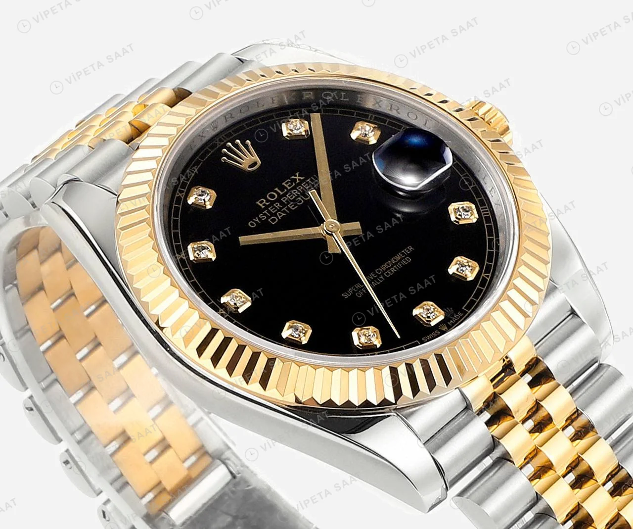 Rolex Datejust Taşlı 36mm Jubilee Super Clone ETA Saat detay 4