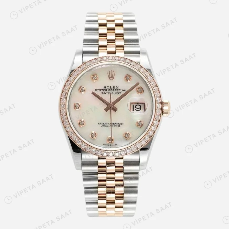 Rolex Datejust 126234 Sedef 36mm Jubilee Super Clone ETA Saat karşıdan görünüm