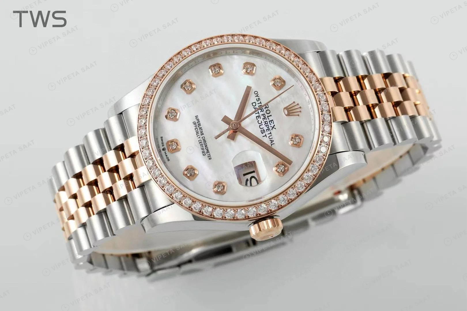 Rolex Datejust 126234 Sedef 36mm Jubilee Super Clone ETA Saat detay 10