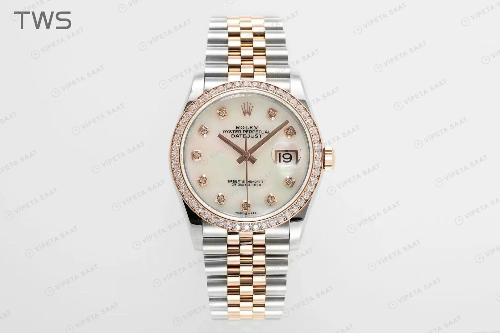 Rolex Datejust 126234 Sedef 36mm Jubilee Super Clone ETA Saat yan görünüm