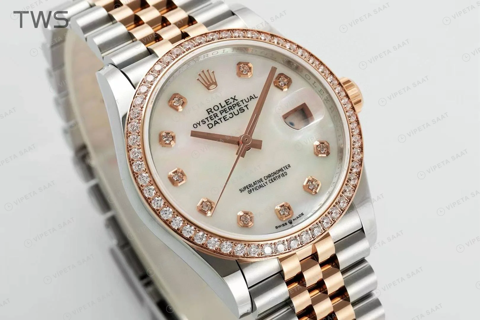 Rolex Datejust 126234 Sedef 36mm Jubilee Super Clone ETA Saat detay 4