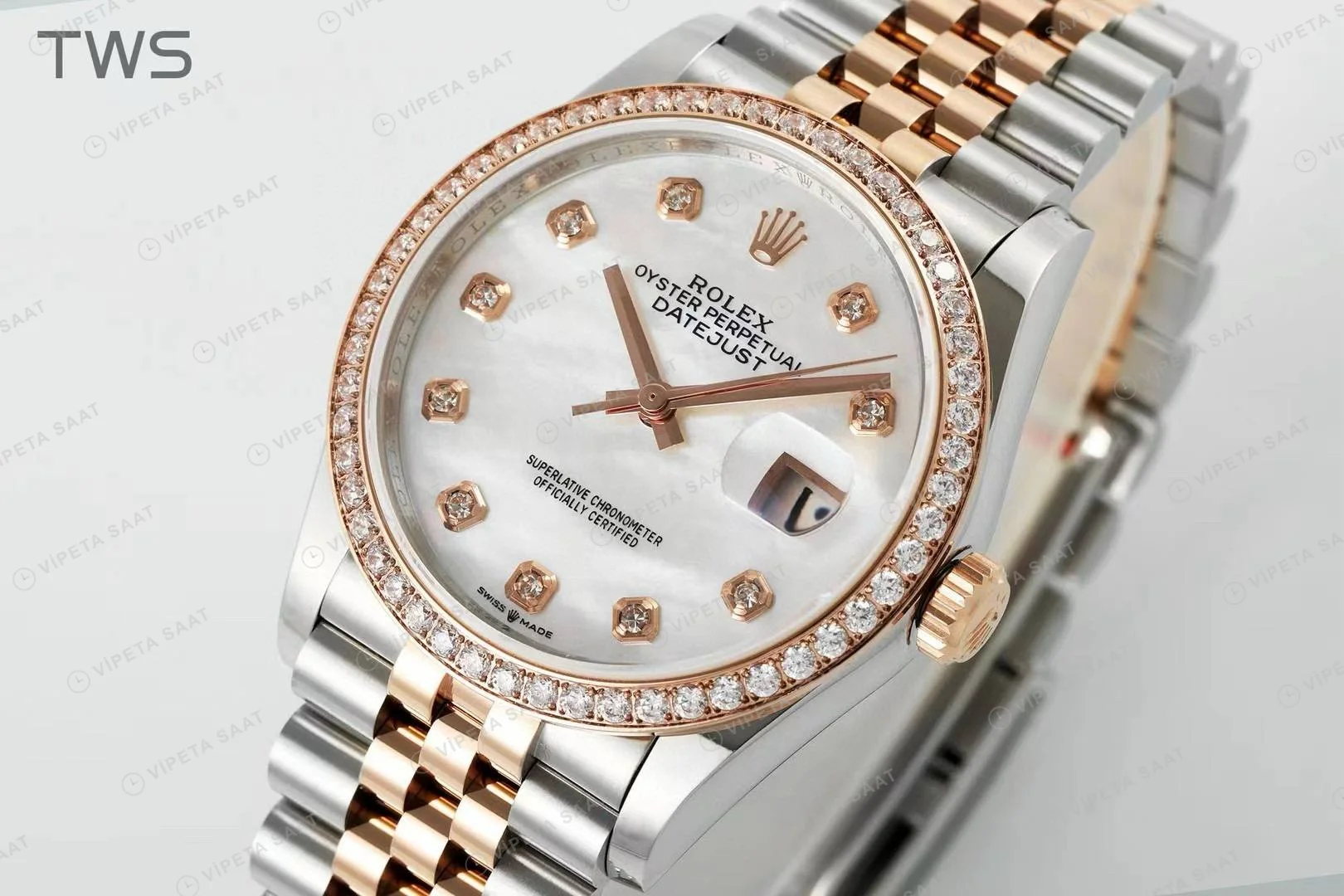 Rolex Datejust 126234 Sedef 36mm Jubilee Super Clone ETA Saat detay 8