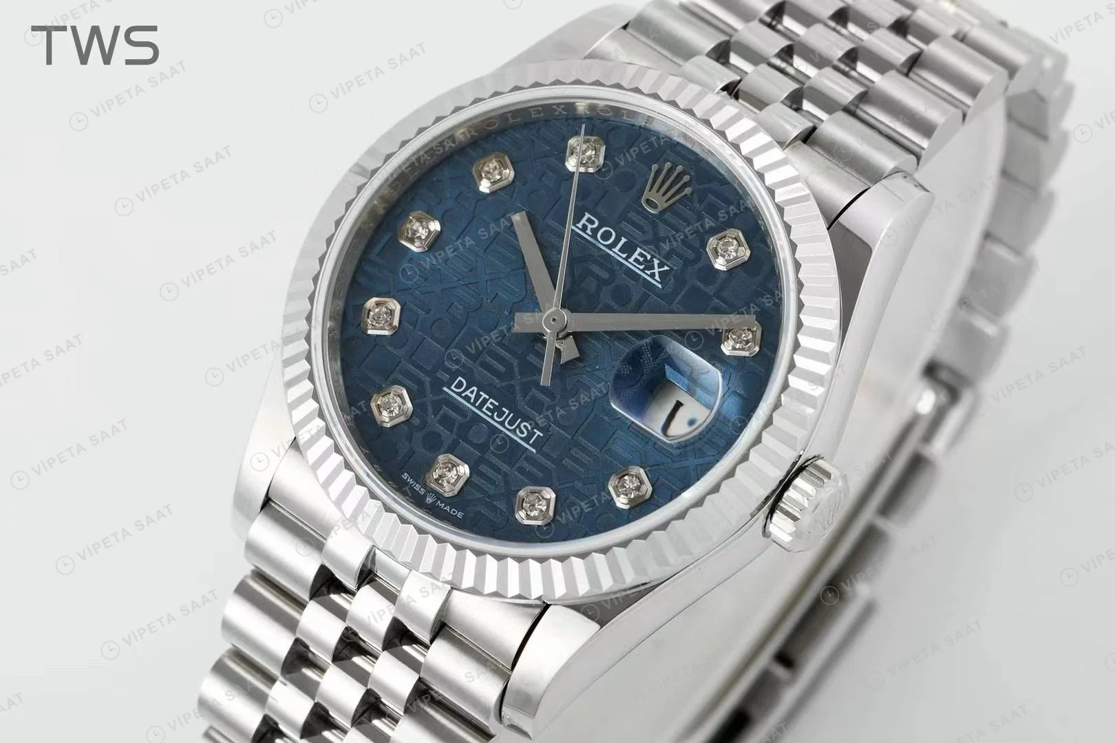 Rolex Datejust 126234 Mavi 36mm Jubilee Super Clone ETA Saat detay 13