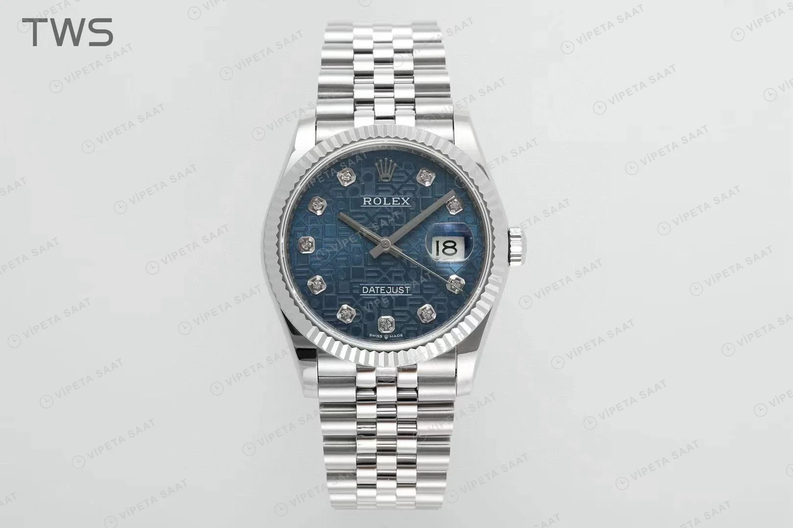 Rolex Datejust 126234 Mavi 36mm Jubilee Super Clone ETA Saat detay 4