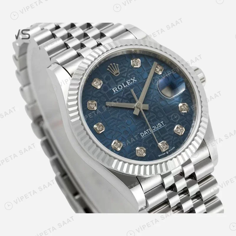 Rolex Datejust 126234 Mavi 36mm Jubilee Super Clone ETA Saat detay 5