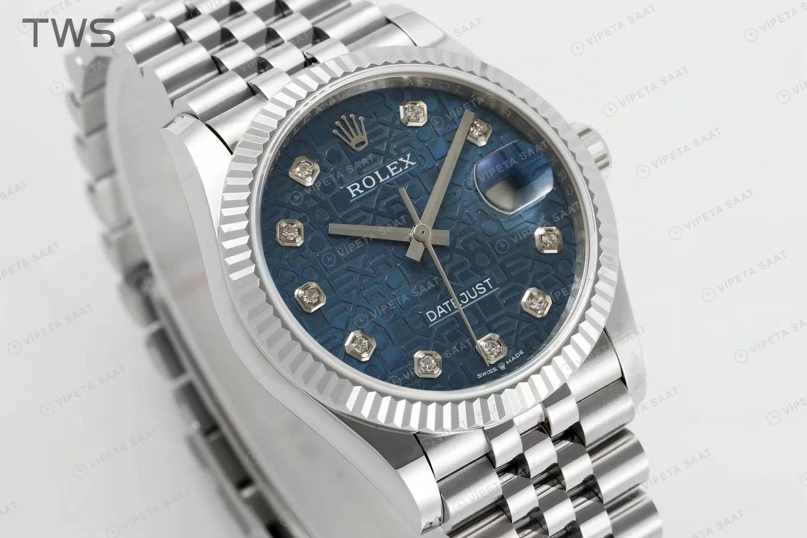 Rolex Datejust 126234 Mavi 36mm Jubilee Super Clone ETA Saat detay 6