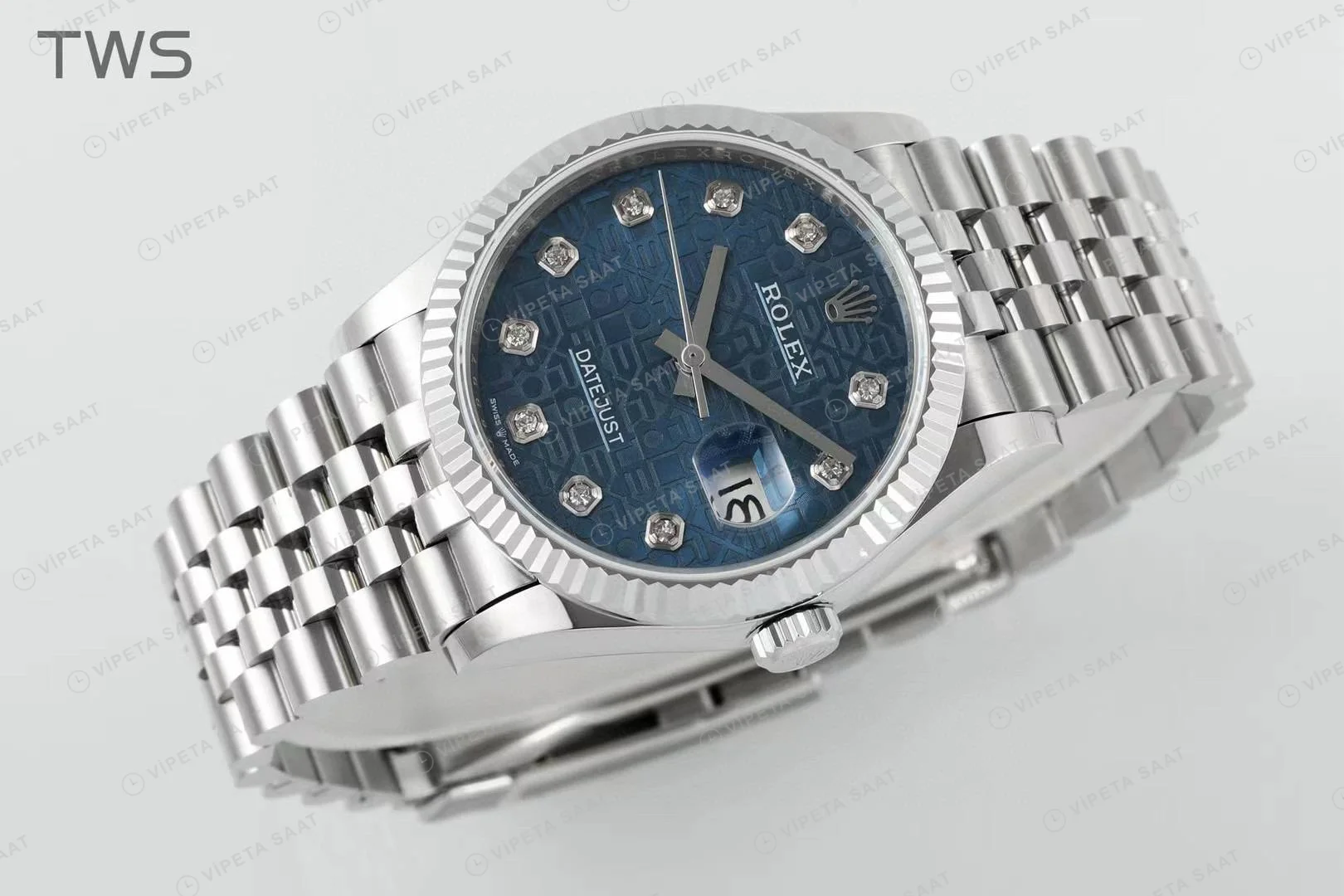 Rolex Datejust 126234 Mavi 36mm Jubilee Super Clone ETA Saat detay 8