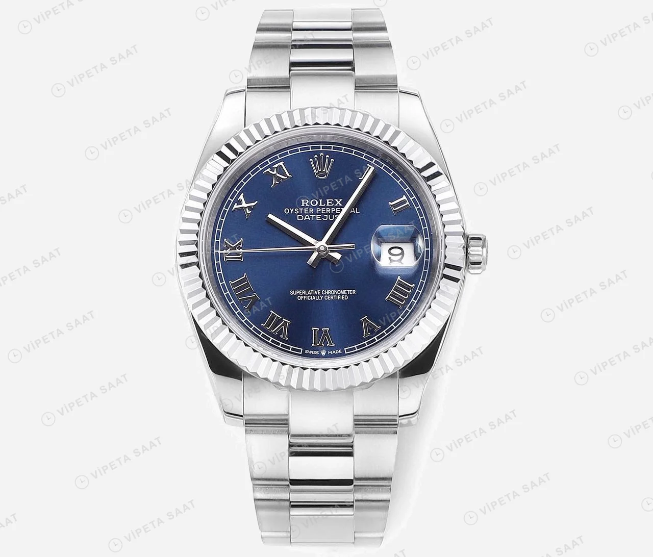 Rolex Datejust Mavi Jubilee Super Clone ETA Saat karşıdan görünüm
