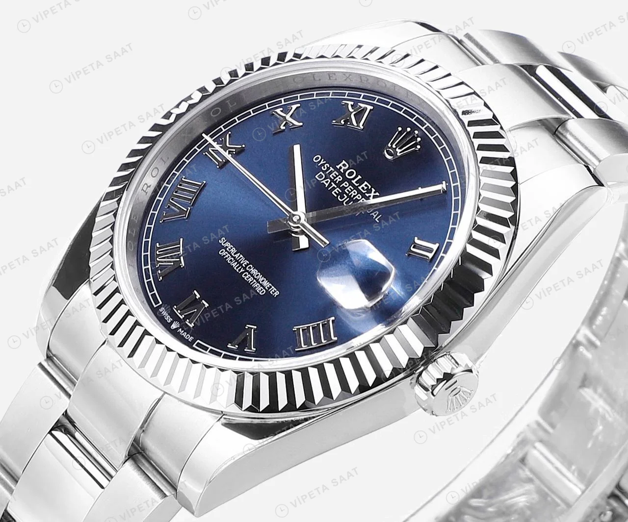 Rolex Datejust Mavi Jubilee Super Clone ETA Saat yan görünüm