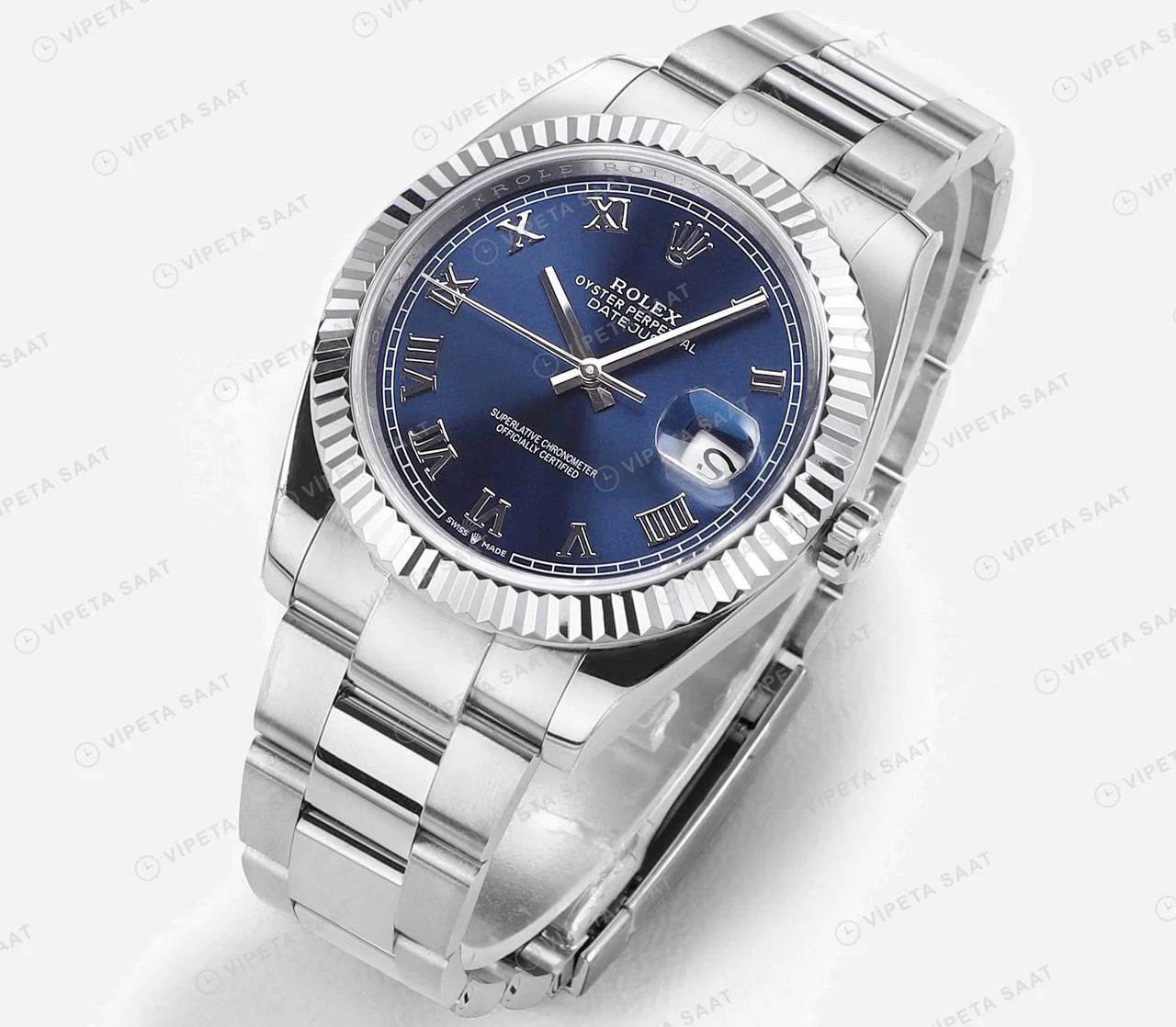 Rolex Datejust Mavi Jubilee Super Clone ETA Saat detay 5