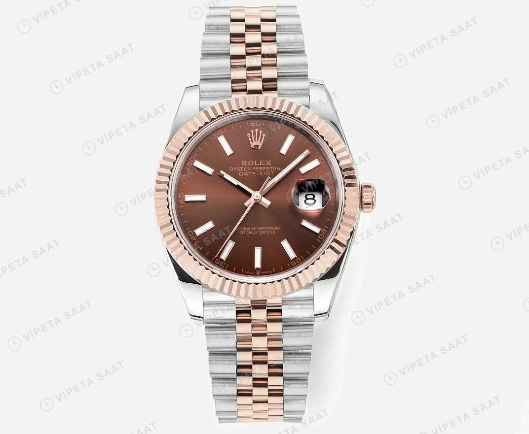 Rolex Datejust 126331 Two-Tone Rose Gold Super Clone ETA Saat karşıdan görünüm
