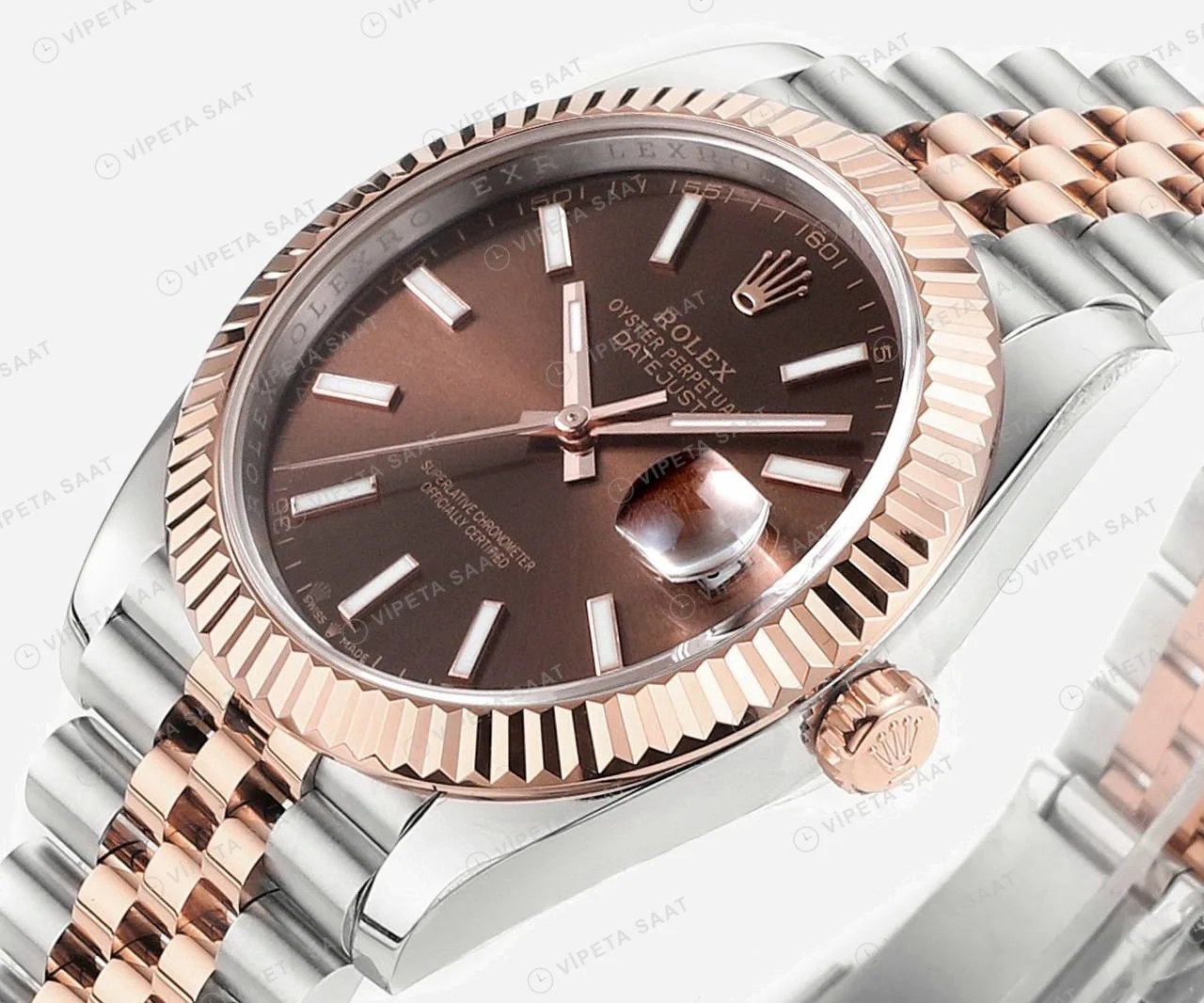 Rolex Datejust 126331 Two-Tone Rose Gold Super Clone ETA Saat yan görünüm