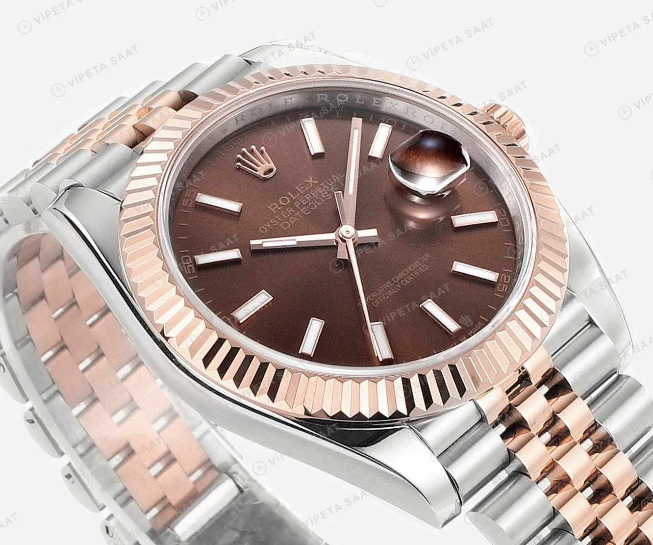 Rolex Datejust 126331 Two-Tone Rose Gold Super Clone ETA Saat detay 5