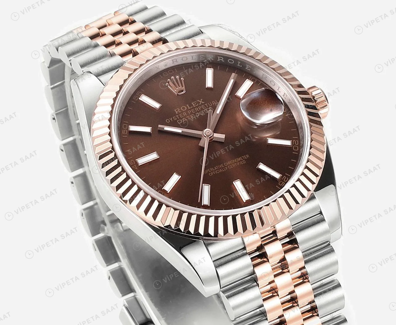 Rolex Datejust 126331 Two-Tone Rose Gold Super Clone ETA Saat detay 8